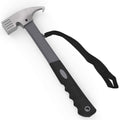 Camping Hammer Heavy Duty with Tent Stake Remover 12.6" Steel Tent Hammer - Rubber Covered Handle Tent Mallet with Holding Strap (Black)
