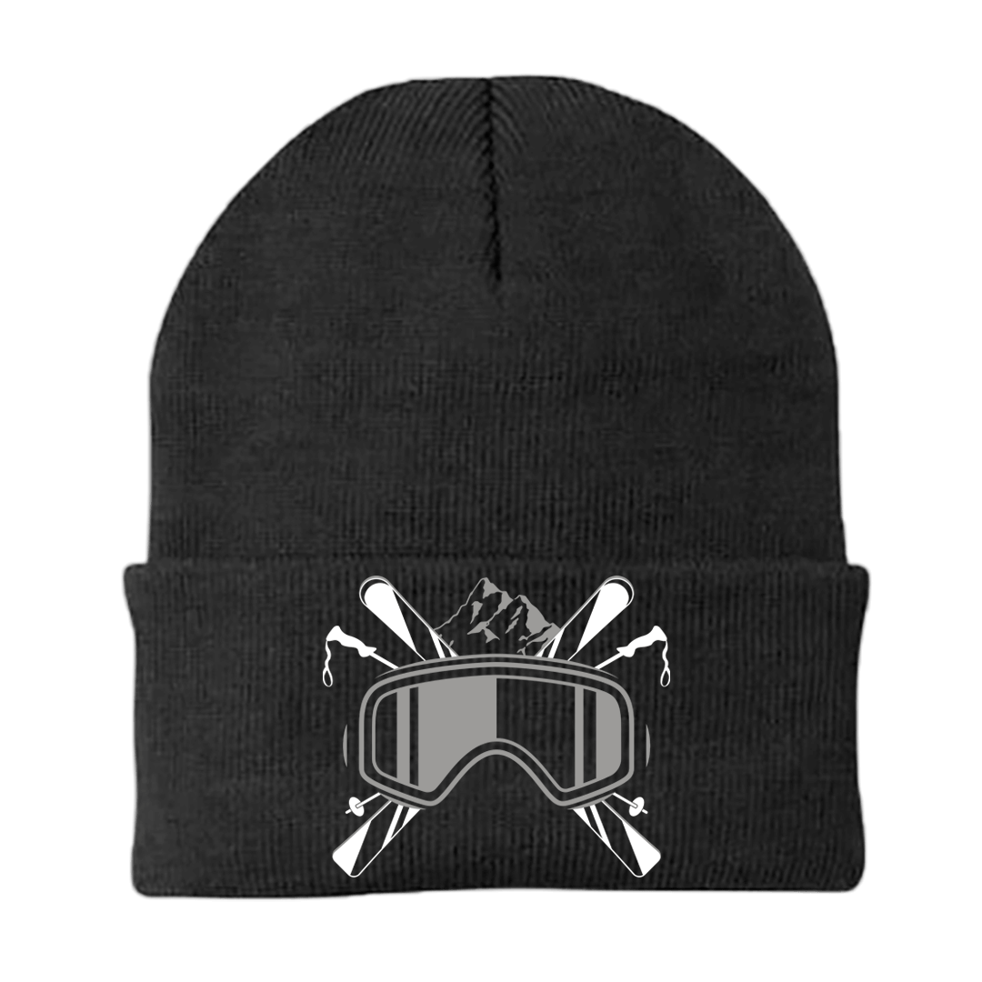 Ski Goggles Embroidered Beanie