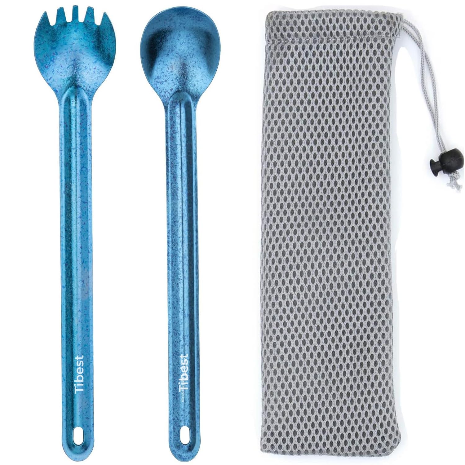 Tibest Titanium Spork Long Handle Ultra Lightweight Camping Utensil for Backpacking Camping Hiking Outdoors