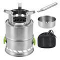 YETO Lightweight Camping Stove Backpacking Portable Camping Wood Burning Stove Stainless Steel Collapsible Cook Stove Cookware Kit for Outdoor Camping Silver 8.07" x 5.31"