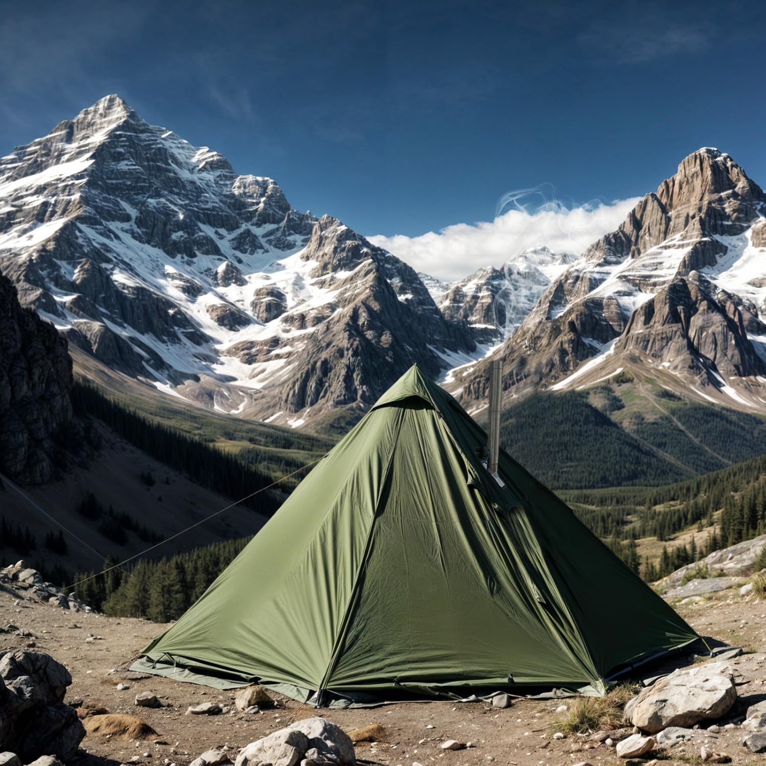 Camping Hot Tent with Wood Stove Jack Winter Teepee Tent 4 Season Backpacking Tent for Survival Hunting Military Fishing