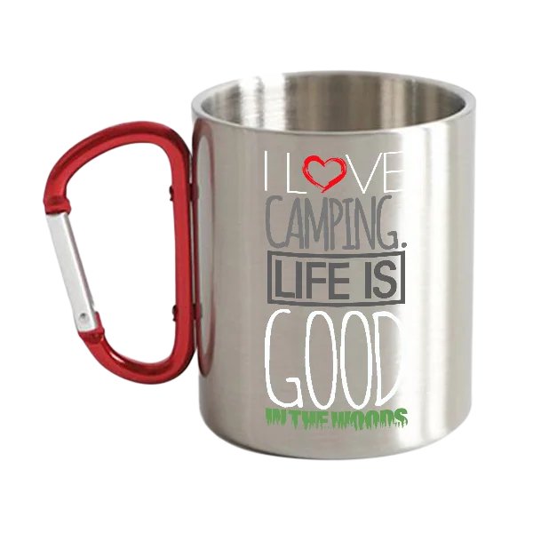 I Love Camping In The Woods Stainless Steel Double Wall Carabiner Mug